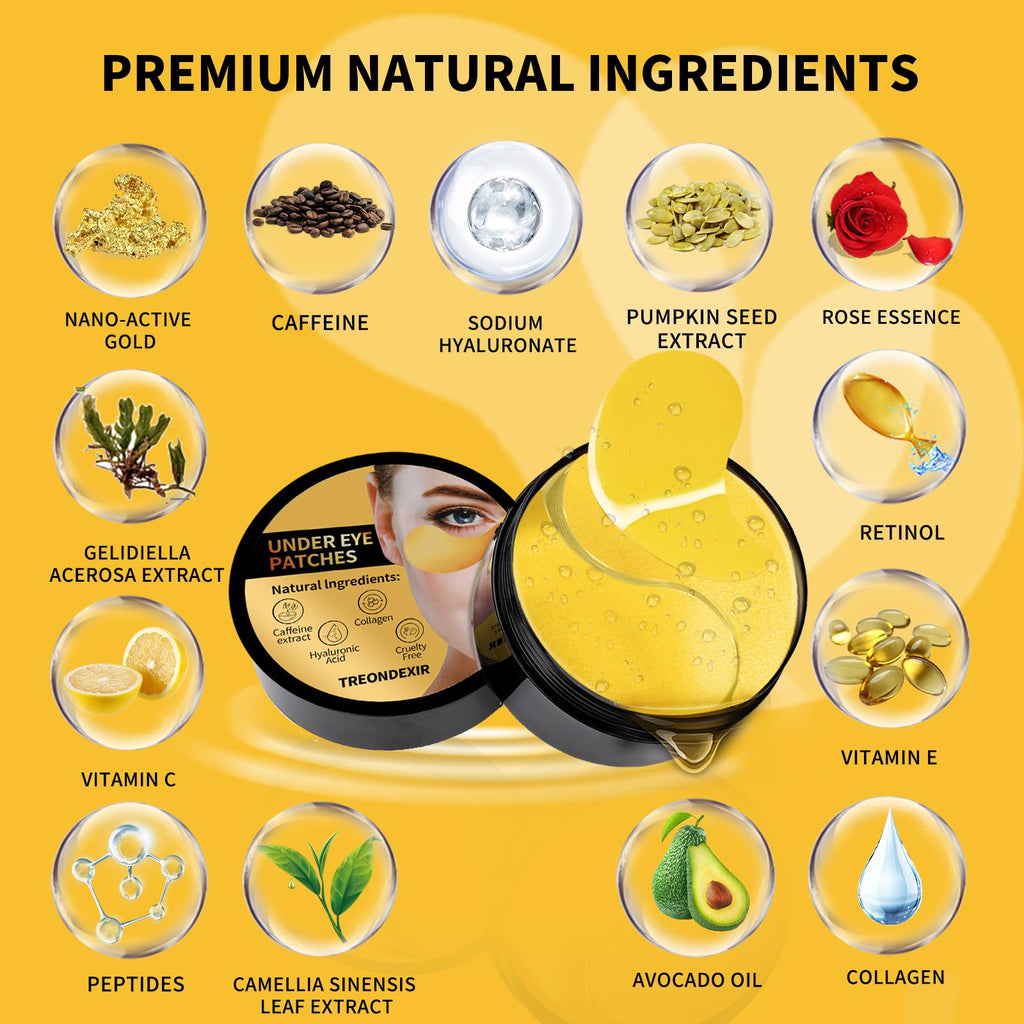 Under Eye Masks for Dark Circles and Puffiness 70PCS, Under Eye Patches for Puffy Eyes Treatment, Under Eye Gel Pads w/ Seaweed, Aloe Vera, Peptides for Eye Bags Treatment, Eye Mask Patches Skincare