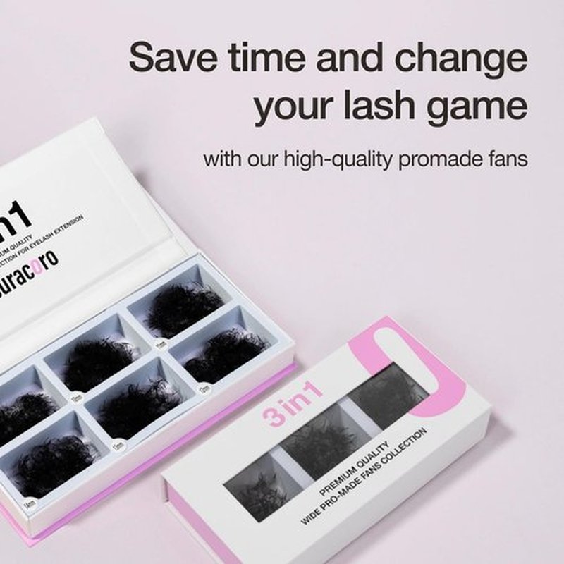 Curacoro Promade Mix 750 Fans - 10D 0.03 Lash Extensions, CC Curl 11-12-13mm Mixed Length Handmade Volume Eyelashes, Long-Lasting Professional Lash Fans