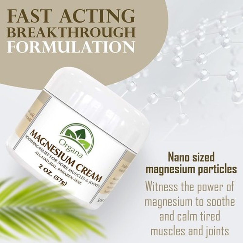 Organa Magnesium Cream - Fast-Absorbing Magnesium Lotion for Sleep - Topical Magnesium Lotion for Soothing & Instant Relief - Fast Absorbing and Fast Acting Foot Cream - Magnesium Butter