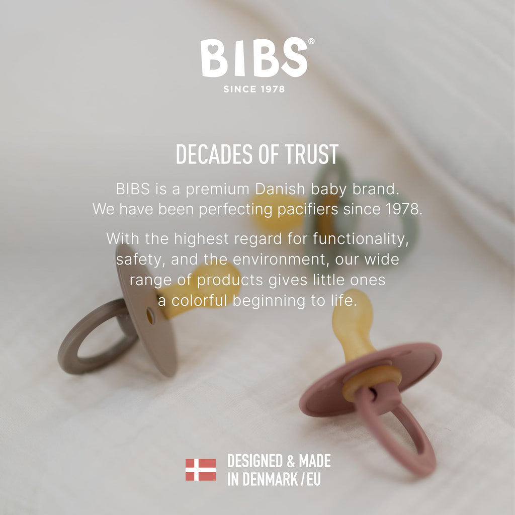 BIBS Try-It Collection | 4-Pack Soothers | BPA-Free Round, Anatomical & Symmetrical Nipple | Natural Rubber Latex/Silicone | Made in Denmark | 0-6 Months | Ivory