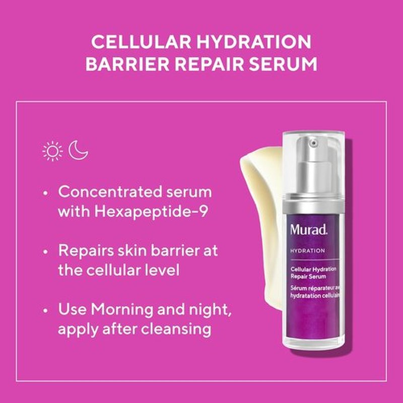 Murad Target Barrier Damage Set | AHA/BHA Cleanser, Hyaluronic Cream & Hydration Serum - Exfoliate, Moisturize & Repair Skin Barrier