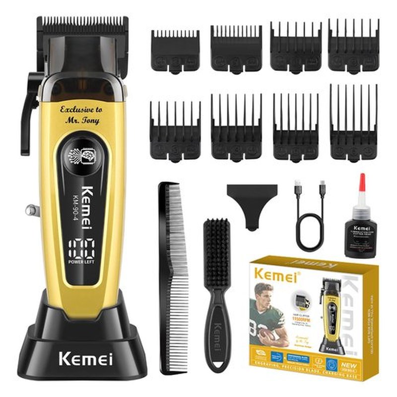KEMEI KM-90-4 Professional Hair Clipper for Men Cord/Cordless Hair Cutting Kits, Hair & Beard Trimmer, Adjustable Blade Barber Clippers with USB Rechargeable, Gift for Men