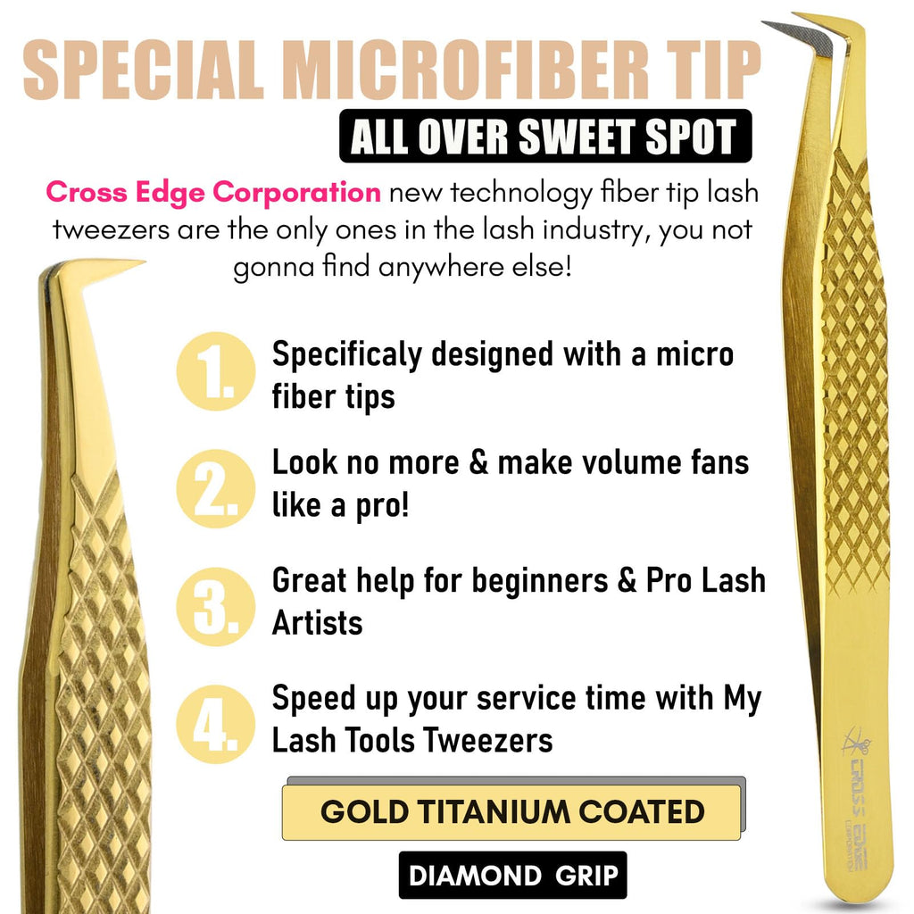 My Lash Tools Fiber Tip Lash Tweezers for Eyelash Extension Curved 90 Degree Angle Boot Tweezer Best for Volume, Individual Isolation & Classic Lashes Stainless Steel Lash Supply (CEC-F08/04)