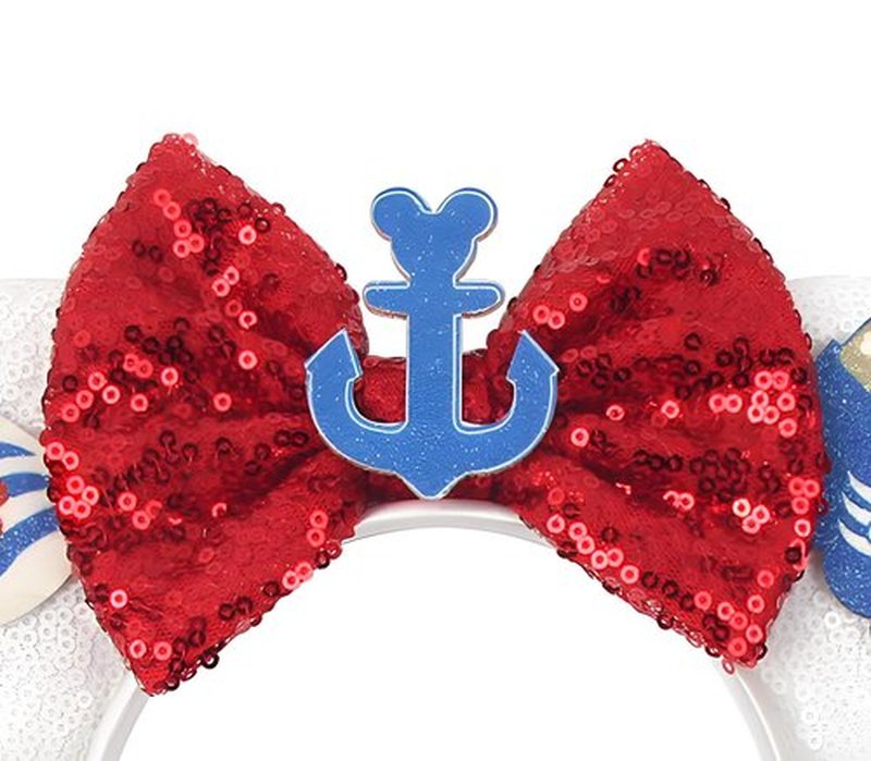 A Miaow Mouse Ears Glitter Sequin Headband Fashion Sparkle Bow Hair Hoop Women Party Costume Photography Props Accessory (Cruise Boat B)