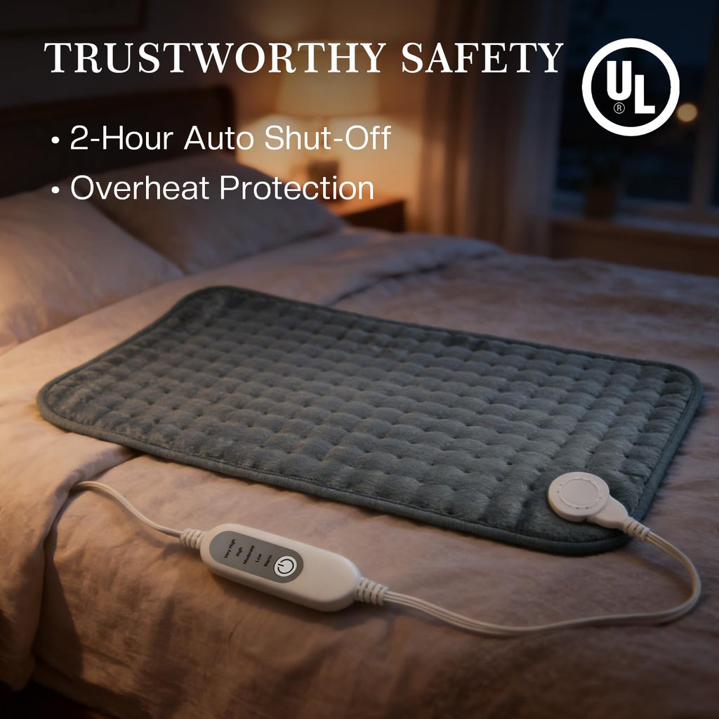 Heating Pad for Back Pain & Period Cramps,Moist Heated Pad for Abdomen, Legs & Muscles,5 Heat Levels, 2-Hour Auto Shut-Off, Gifts for Men Women UL Certified, 12" x 24"