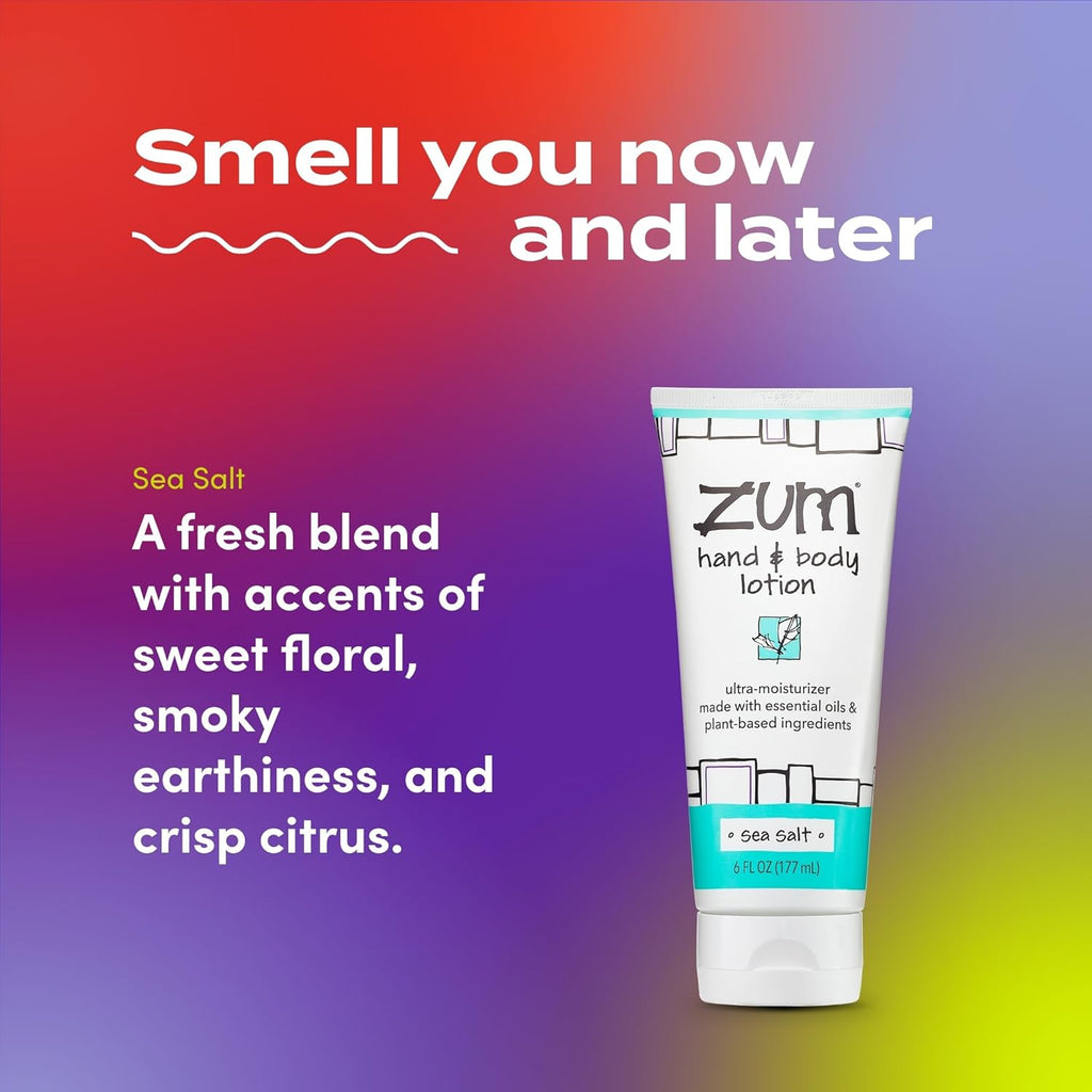 Zum Indigo Wild Hand & Body Lotion - Natural Moisturizer with Shea Butter & Jojoba Oil - Sea Salt Scent | 6 fl oz (2 Pack)