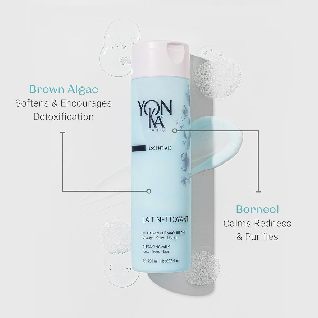 Yon-Ka Lait Nettoyant Cleanser Set - Gentle Plant-Based Milk Cleanser & Makeup Remover | Full Size & Travel Size, 6.76 fl oz & 2.53 fl oz
