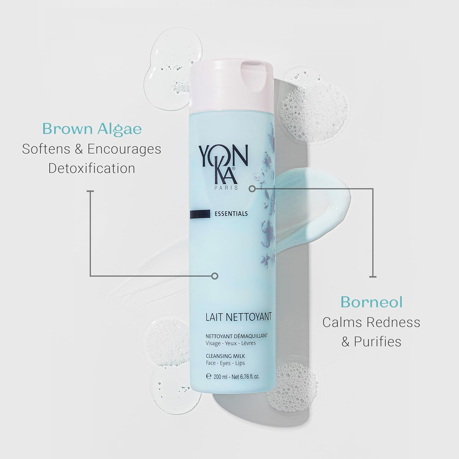 Yon-Ka Lait Nettoyant Cleanser Set - Gentle Plant-Based Milk Cleanser & Makeup Remover | Full Size & Travel Size, 6.76 fl oz & 2.53 fl oz