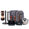Grandslam Shaving Kit for Men, Safety Razor with 10 Blades, Shaving Brush, Stand and Soap Cream, Stainless Steel Bowl, Canvas & Leather Dopp Kit Gift Set