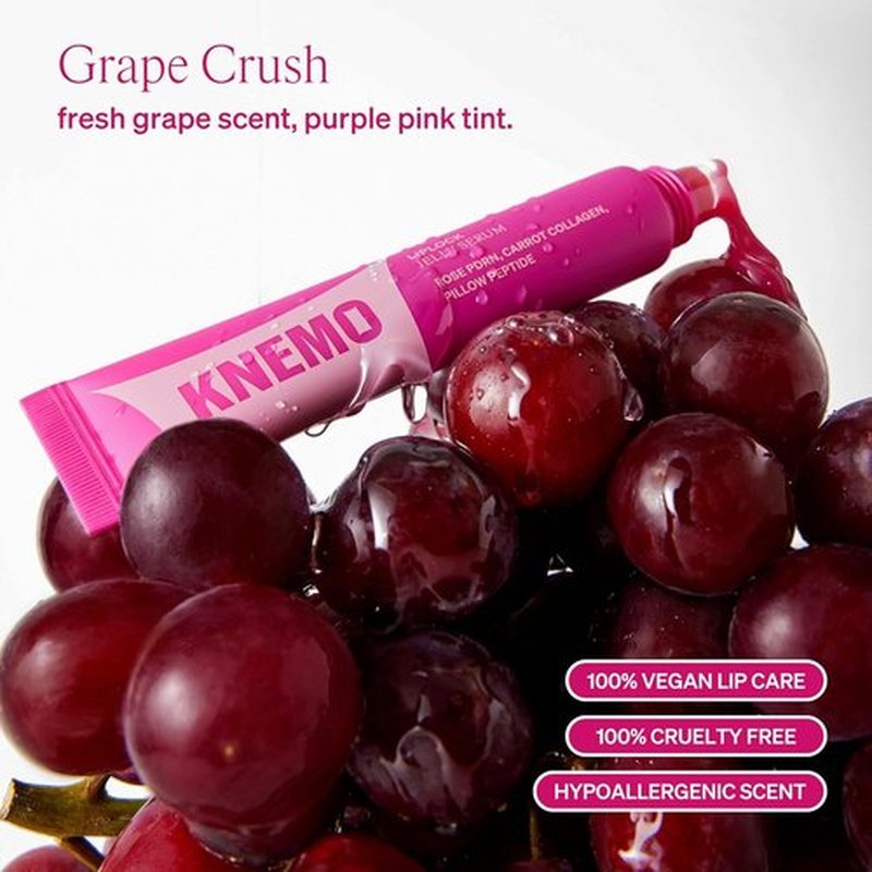 KNEMO LipLock Jelly Serum - Hydrating & Plumping Korean Skincare for Dry Lips | Grape Crush Flavor