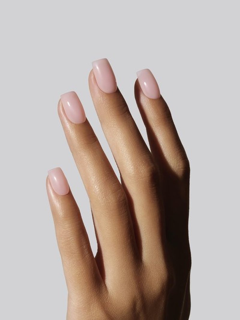 Celebritips Press On Nails - Salon U-ltimate™ | Clean Pink, Short Coffin Nails, Reusable | 16 sizes - 32 Nails Kit with Glue and Sticky Tabs