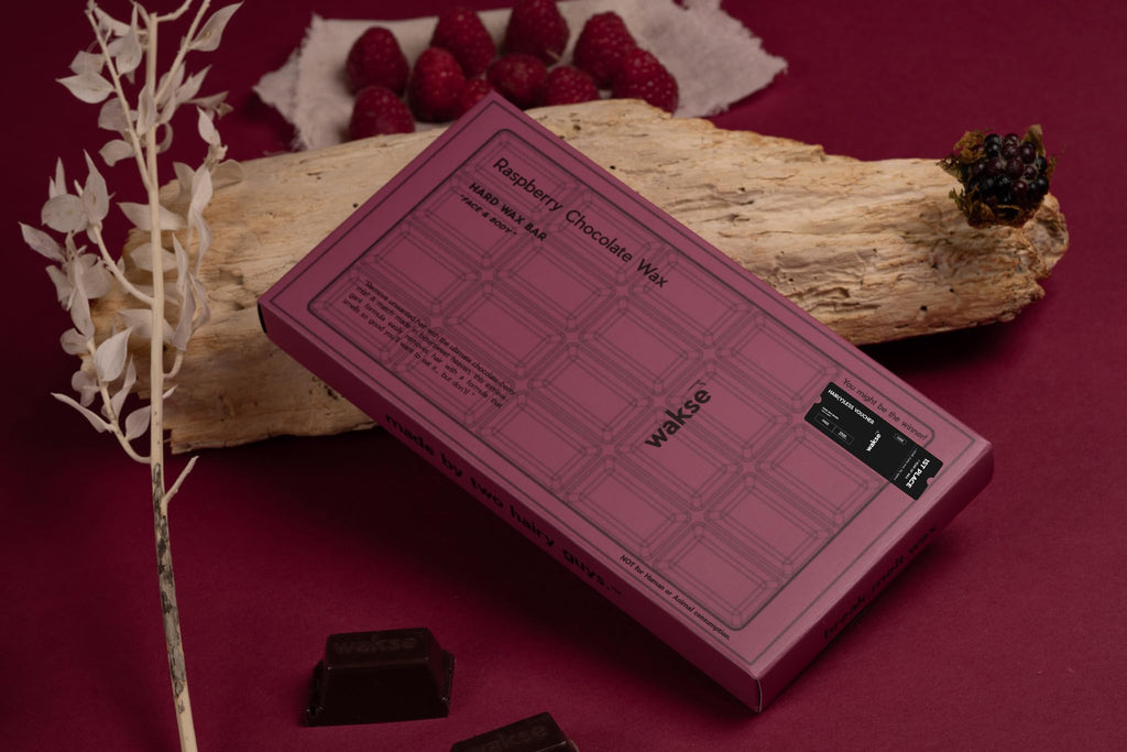 wakse Raspberry Chocolate Hard Wax Bar, For Face and Body Hair Removal, 8oz