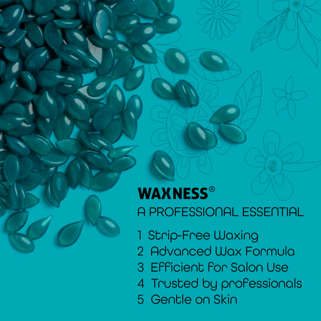 Waxness Film Hard Wax Beads Azulene 2.2 lb (1 kg) – Stripless Professional Hard Wax with Azulene for Face & Body, Smooth Application – Made in Italy