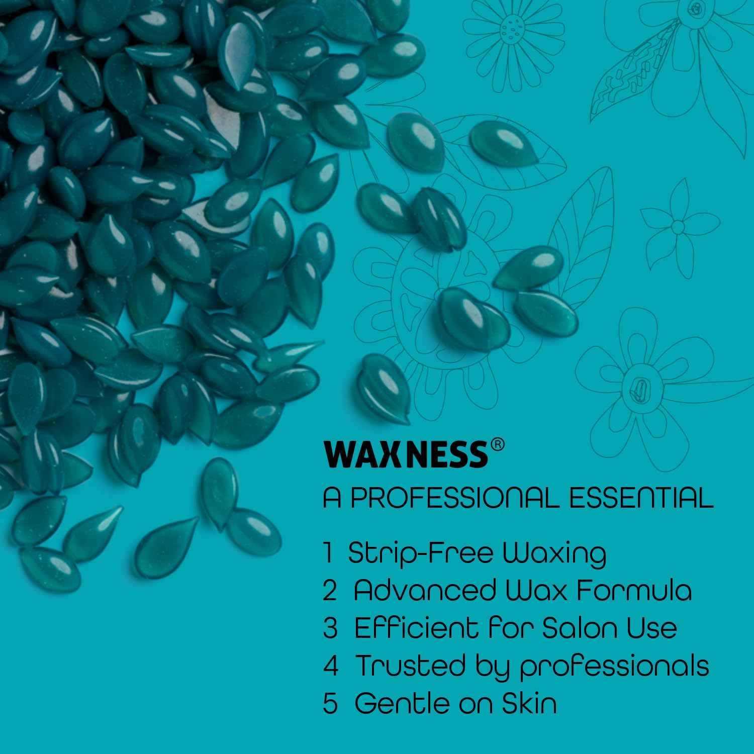 Waxness Film Hard Wax Beads Azulene 2.2 lb (1 kg) – Stripless Professional Hard Wax with Azulene for Face & Body, Smooth Application – Made in Italy