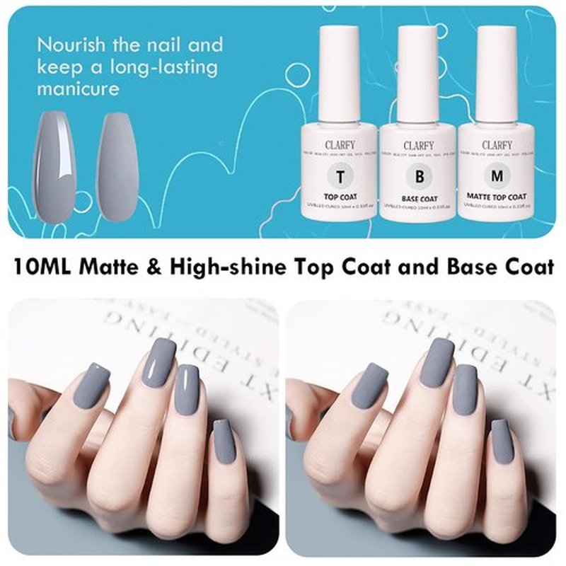 CLARFY Gel Nail Polish Kit 10ML/23PCS with Base Coat, Matte and Glossy Top Coat, Pink Blue White 20 Colors, Spring Summer Gel Polish Set for Nail Art, Salon, DIY Manicure, Gifts for Women, Girls