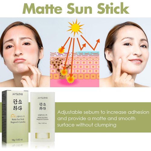Skiennix Matte Sun Stick - Mugwort & Camellia Korean Sunscreen with SPF 50+ | Non-Greasy, No White Cast (18g)