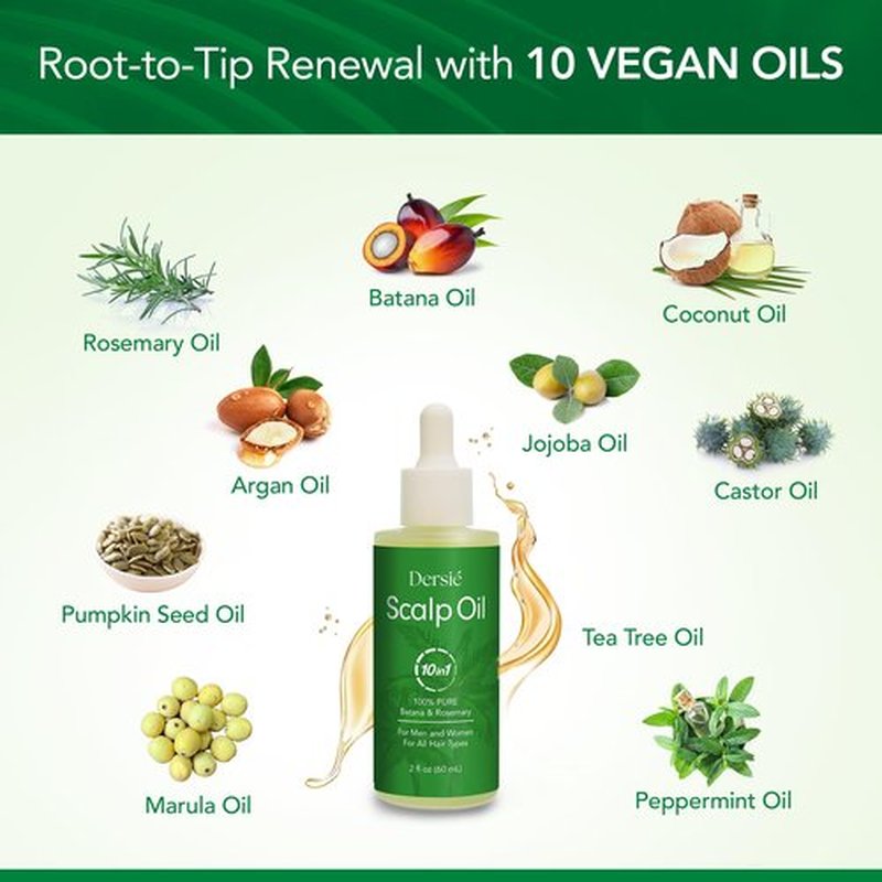 Scalp Oil for Hair Loss & Thinning Hair: Stimulates Follicles and Nourishes Scalp with Batana, Rosemary & Tea Tree – Ideal for Coily, Curly, Dry & Damaged Hair – Soothes Dry, Itchy, Flaky Scalp (60mL)