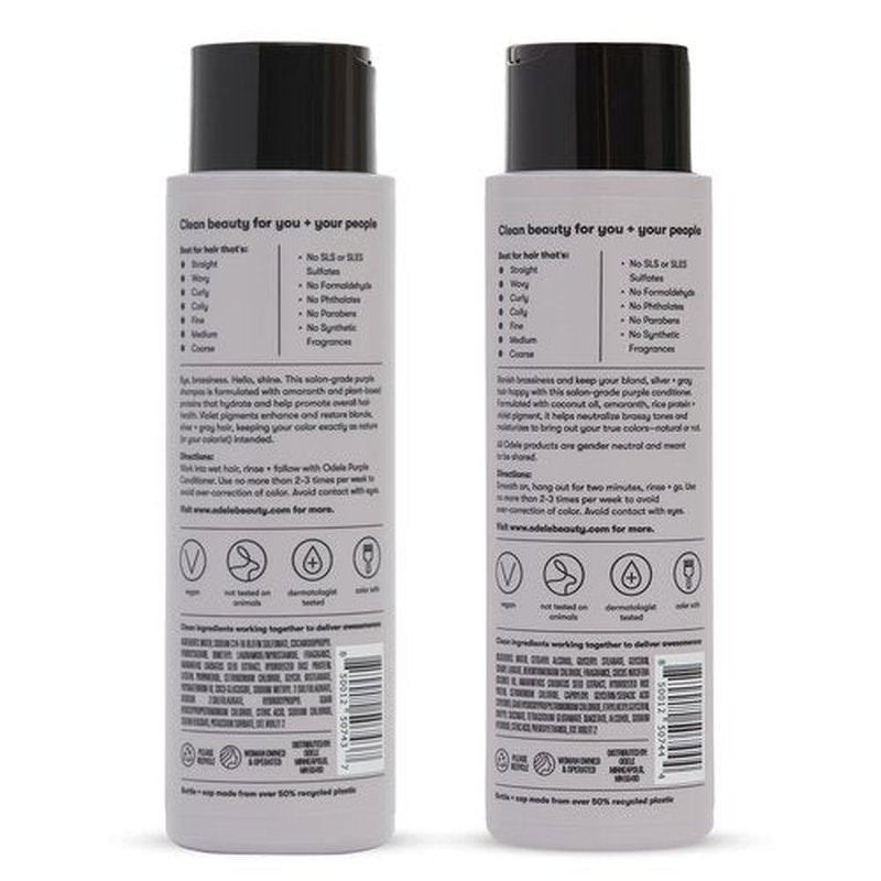 Odele Sulfate-Free Purple Shampoo & Conditioner Set for Neutralizing Brassy Tones in Blonde, Silver + Gray Hair, 13 Fl Oz Each (2-Pack)