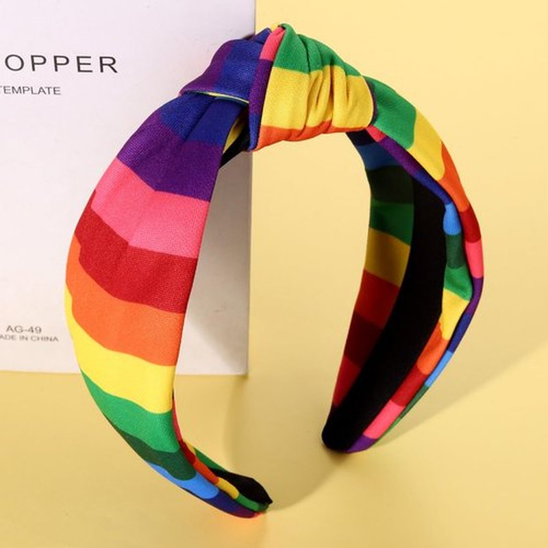 PHALIN Rainbow Headband for Women LGBTQ Heart Flag Pride Headbands Rainbow Stripe Wide Top Knot Headband Hair Accessories Pride Month Party Favors Gifts