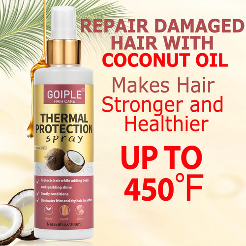 2PCS Coconut Heat Protection Spray - Thermal Protector for Hair, Travel Size, Paraben & Dye Free Treatment