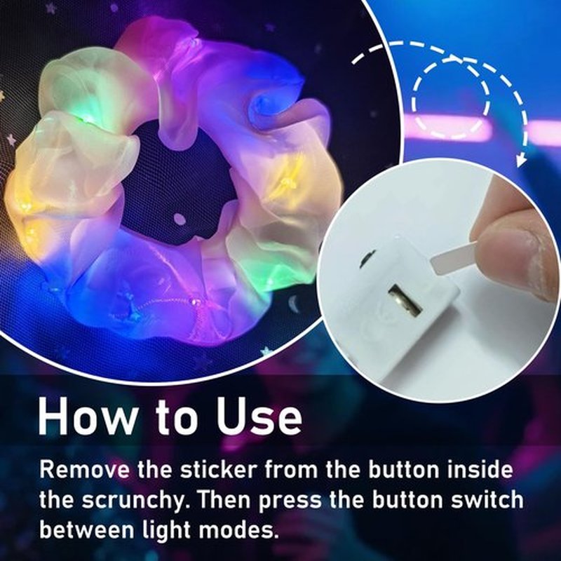 8 PCS Light up Hair Scrunchies, 3 Glow Modes, Hair Accessories for Women & Girl, Glow in the Dark Party Supply for Birthday Festival Rave Concert
