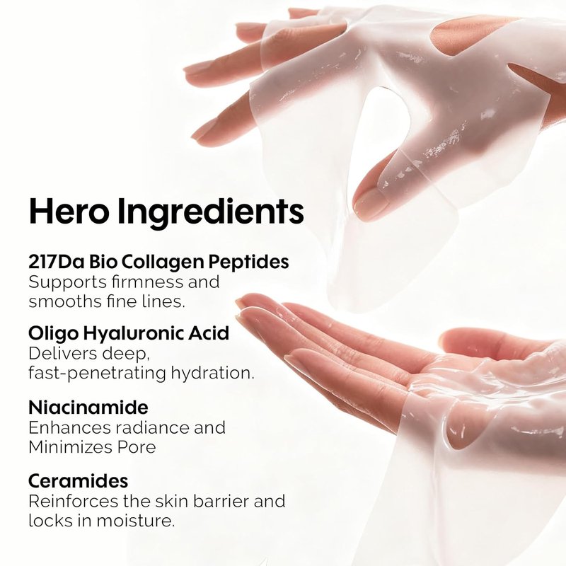 ZealSea Bio Collagen Face Mask - Overnight Hydrogel Sheet for Deep Hydration & Pore Care | 4 Pack