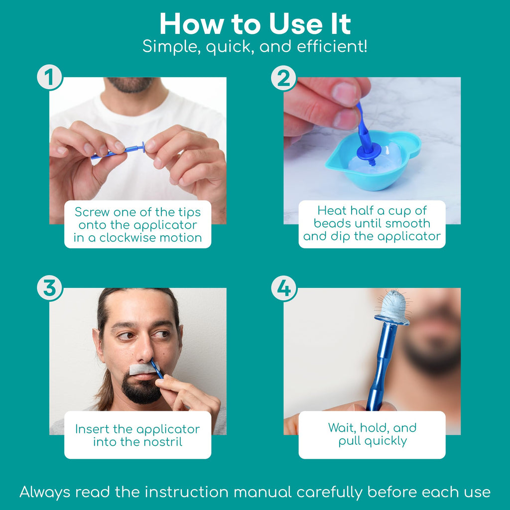 Medi Grade Eco-friendly Nose Wax Kit for Men and Women, 26 Applications, Reusable Metal Nose Wax Stick, Microwavable Cup - Nose Hair Wax Removal for Unsightly, Itchy Nasal Hair