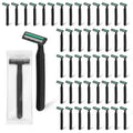 Fafortune Disposable Twin Blade Razors in Bulk, Individually Wrapped - Clear Safety Cap, For Homeless, Hotel, Airbnb, Travel (pack of 30,black)