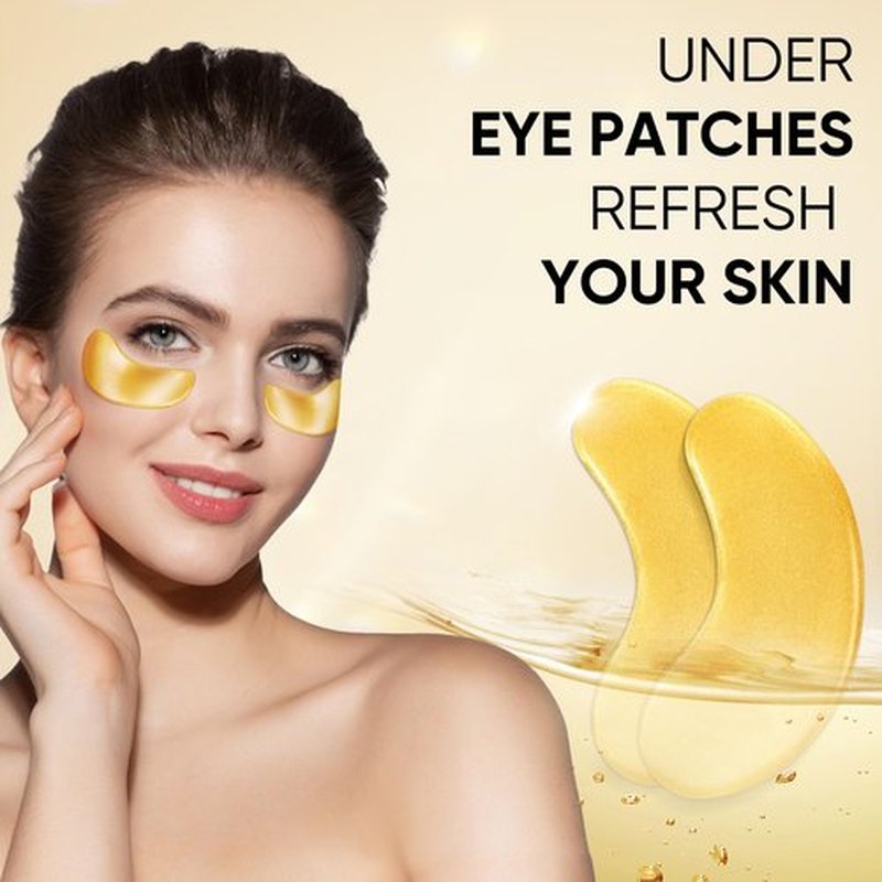 Bukamkom 200Pcs/100 Pair Under Eye Patches Gold for Dark Circles, Puffy Eyes, and Wrinkles, 24K Gold Eye Mask for Face, Eye Cream for Men and Women