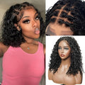 Bohemian Box Braided Bob Wigs Human Hair 5x5 HD Transparent Lace Closure 10 Inch 200% Density for Women Boho Knotless Box Braided Wigs with Baby Hair Lace Front Curly Bohemian Braids Bob Wig