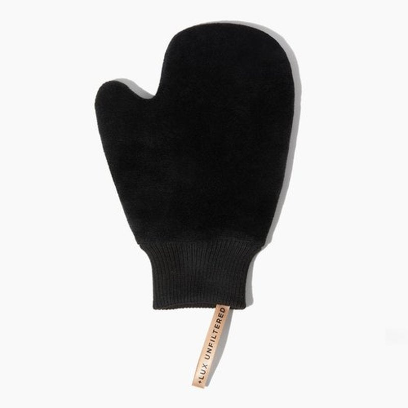+ Lux Unfiltered Self Tanning Mitt - Microfiber Self Tanning Glove with Ribbed Wristband - Reusable Tan Mitt Applicator for Lotion or Mousse - Vegan & Cruelty Free