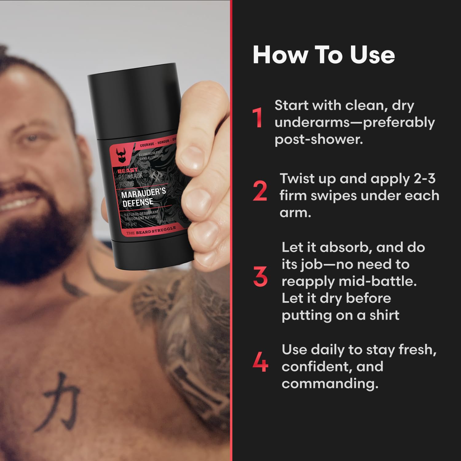 The Beast Line Deodorant - Marauders Natural Deodorant for Men - Ragnarok Rising Eddie Hall Beast Line - Signature Edition - Aluminum Free