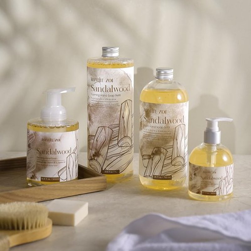 ROMIIE ZOI Liquid Hand Soap Refill, Sandalwood, Gentle & Moisturizing Formula, 750 ML/ 26 FL OZ