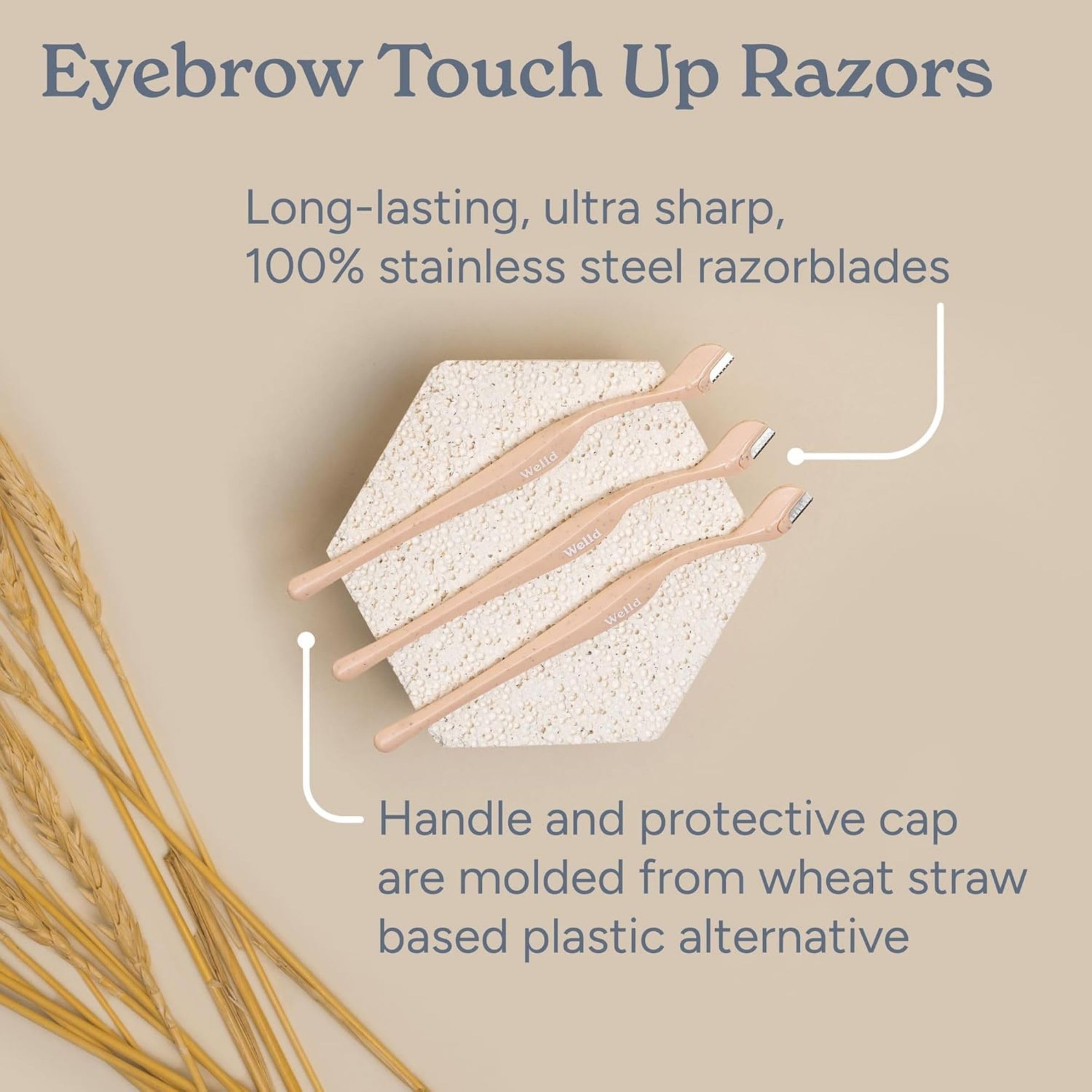 Welld Eyebrow Touch Up Razors, Precision Control For Removing Unwanted Facial Hair And Dermaplaning, Dermaplane Blade For Face, Stainless Steel, Dispossable, Ideal For Men And Women, Pack of 3