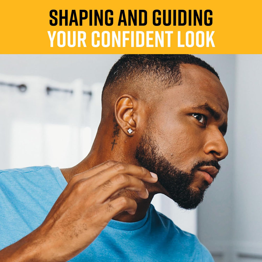 The Cut Buddy PLUS Beard Shaping Tool, Clear Template with Built-in Comb and Bonus Pencil, Ideal for Hairline, Beard, and Mustache Trimming