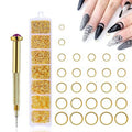 DANNEASY 1070pcs Nail Art Dangle Charm Piercing Tool Hand Drill Charms Jump Rings Connectors Accessories for Jewelry Craft Making (Gold)