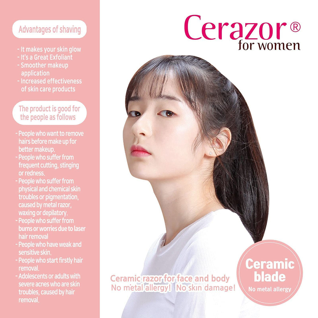 Cerazor, Purple, Ceramic Razor for Women, Non-Metallic Ceramic Razor Blade, No Metal Allergy, No Skin Damages, Shaver.