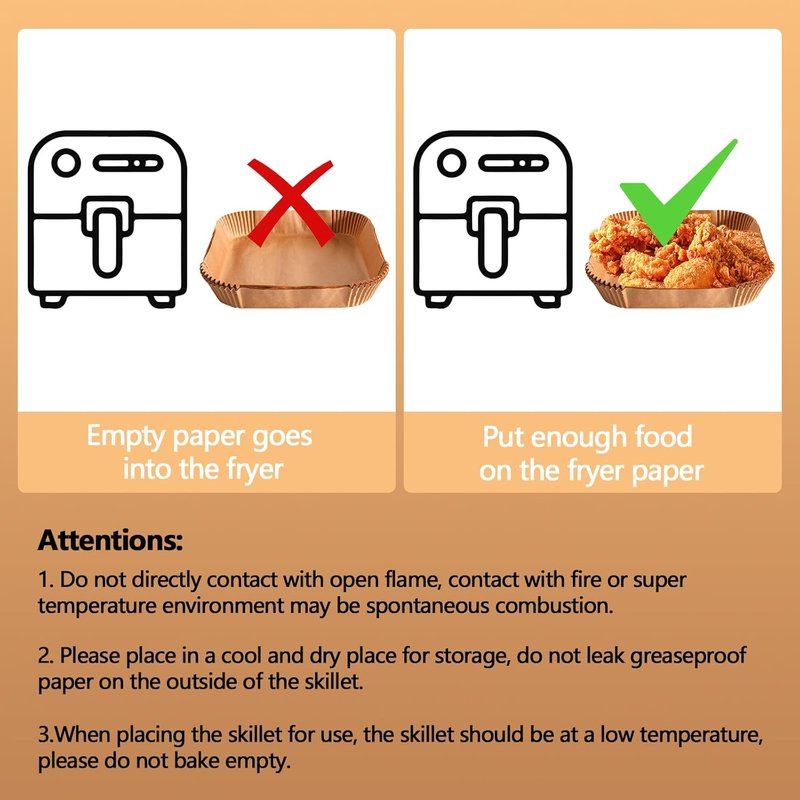 Air Fryer Liners 9 Inch - 125PCS Non-Stick, Oil-Proof & High-Temperature Resistant Baking Paper