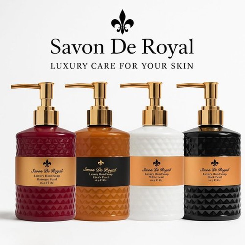 Savon De Royal Luxury Liquid Hand Soap - Jasmine Scent, Moisturizing & Vegan, 16.9 Fl Oz Refillable Bottle