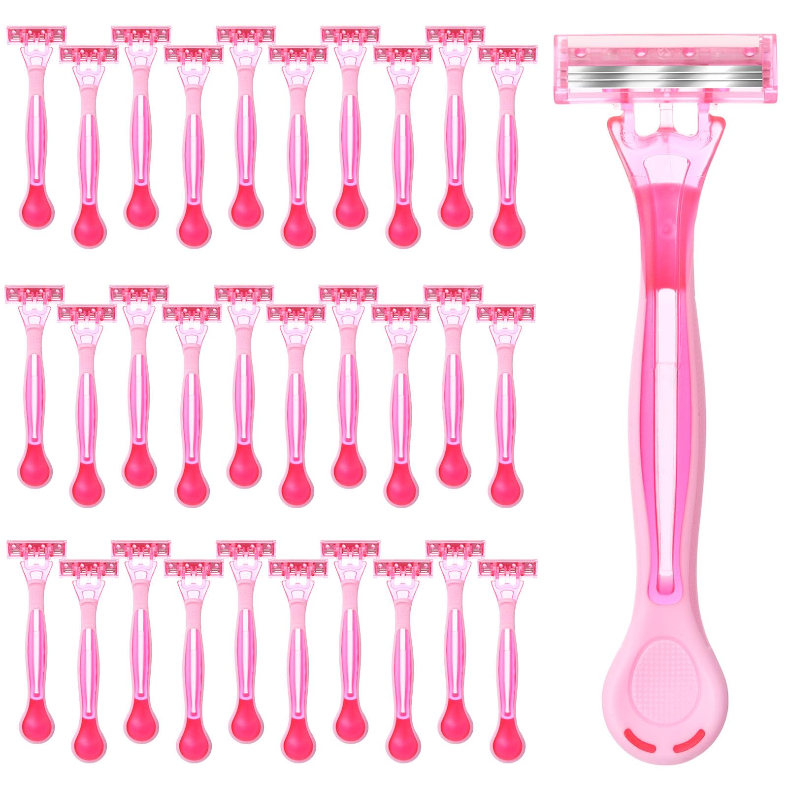 Lasnten 60 Pcs Women's Disposable Razors Bulk 3 Blades Sensitive Skin Razors for a Smooth and Comfortable Shave