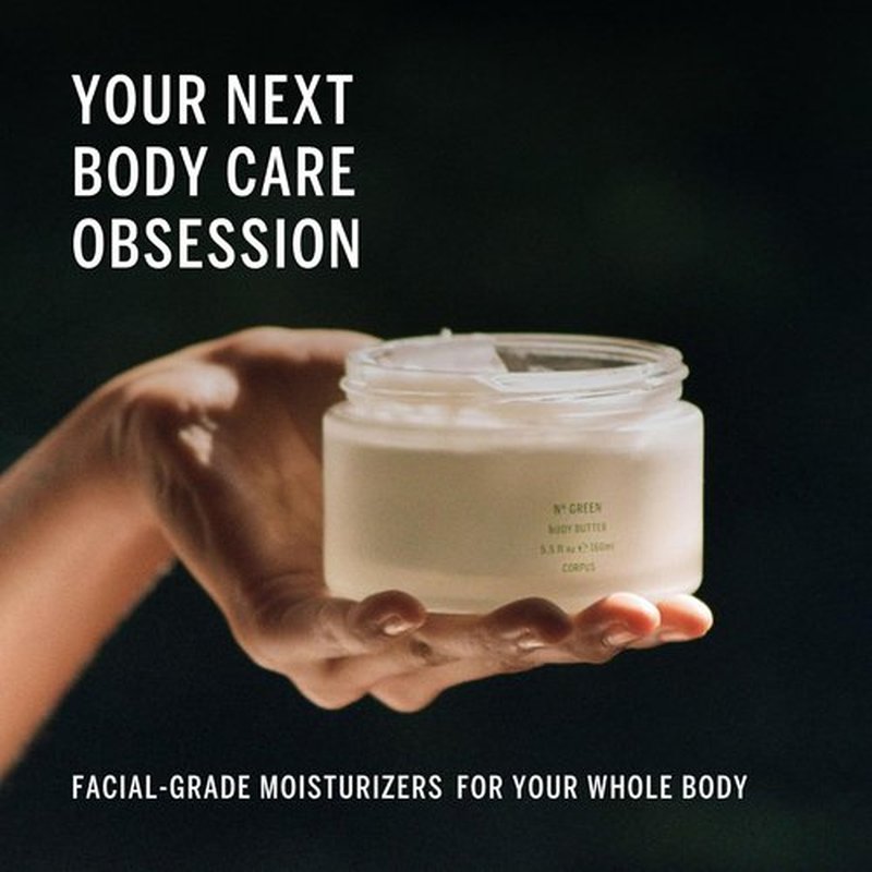 Corpus Green Body Butter - Ultra-Rich Whipped Cream for Luxurious Hydration | Plant-Based Formula with Tremella Mushroom & Vegan Squalane (160 ml/5.5 oz)
