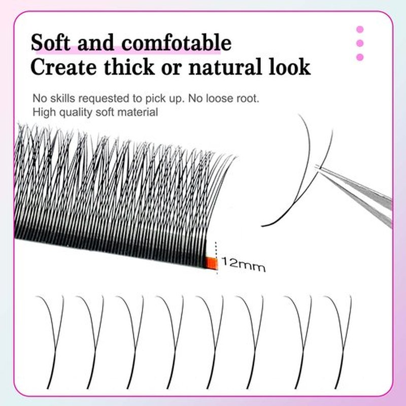 CoMango Y Eyelash Extensions 2D Fans Premade lash Fans 0.07mm 2D Y Lashes C/D Curl Lashes 8-15mm Mixed Tray Soft Fluffy Volume Lash Fans Natural Look Individual Eyelashes(Black,1DYY-0.07-D-8-15MM)
