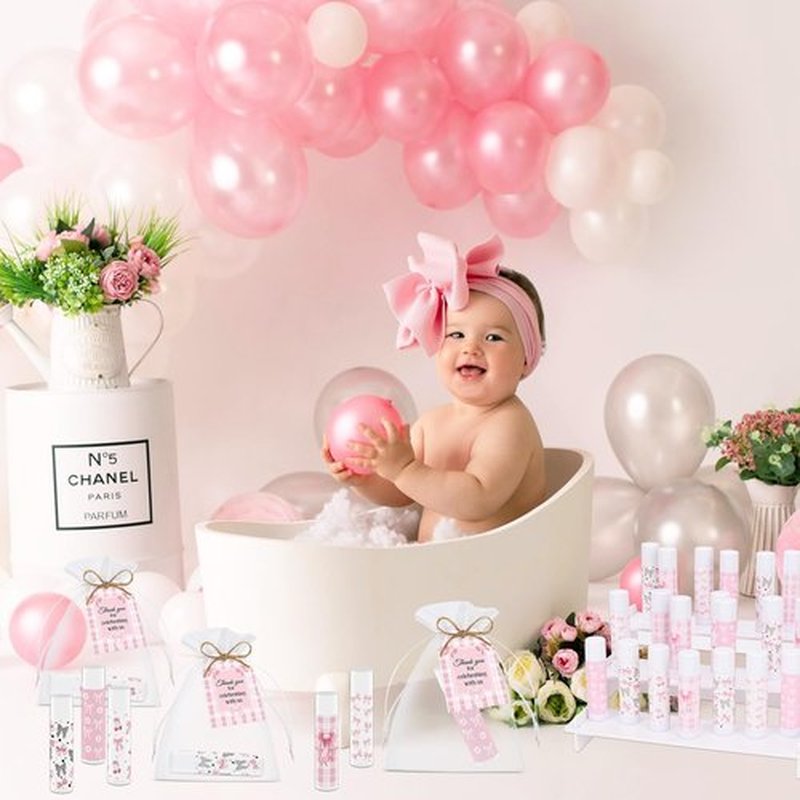 50 Pack Pink Bow Baby Shower Favors Bulk Lip Balm Girls Favors Gifts for Bachelorette Girls Bow Moisturizing Lip Care Pretty lipstick Birthday Party Supplies (pink bow)