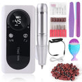 Electric Nail Drill Machine 45000RPM Rechargeable Portable DIY Nail File Electric Nail Drill Kit with Smart LCD Screen for Gel Nail Manicure and Pedicure Reflective Body etc(WHITE)