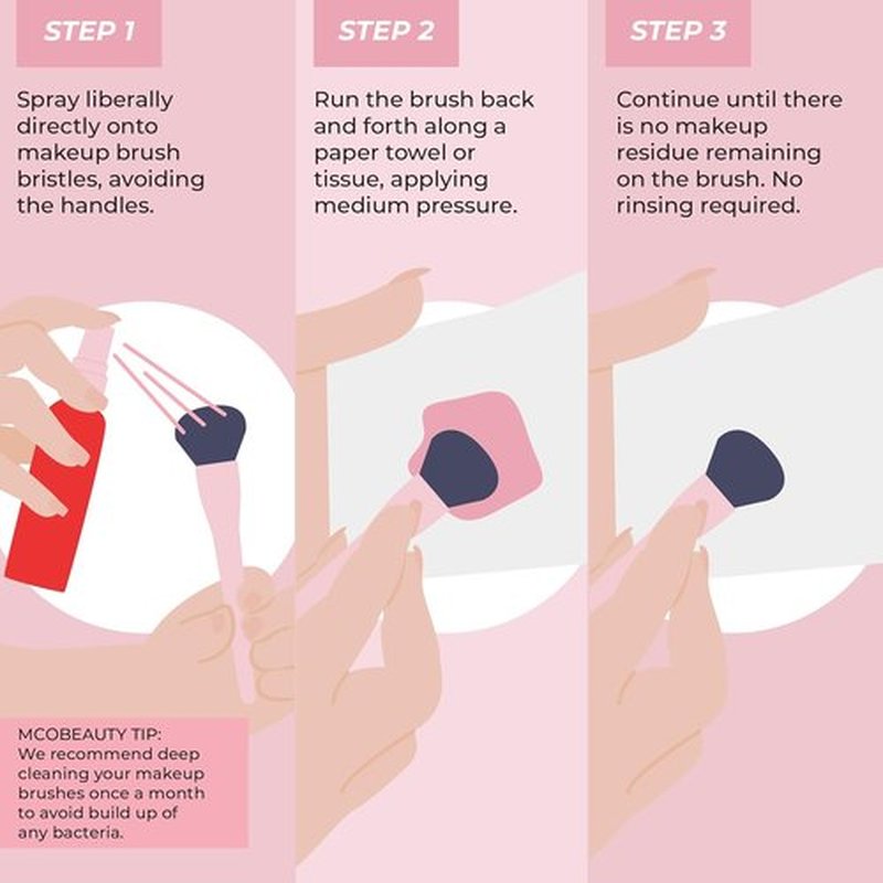 MCoBeauty - Makeup Brush Cleanser - Instant Refreshing Spray for Quick, Gentle Cleaning | No-Rinse Formula