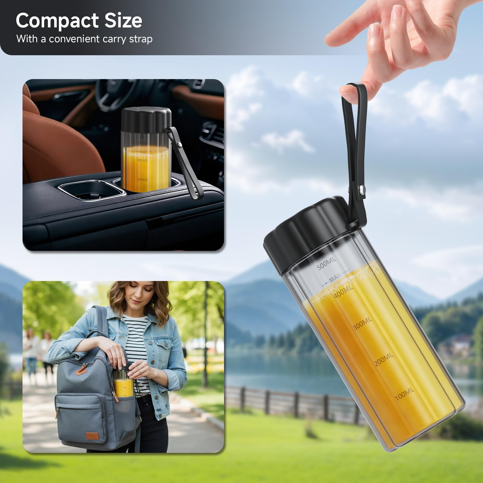 TOMUOO Portable Blender, USB C Cordless Smoothie Blender with LED Display