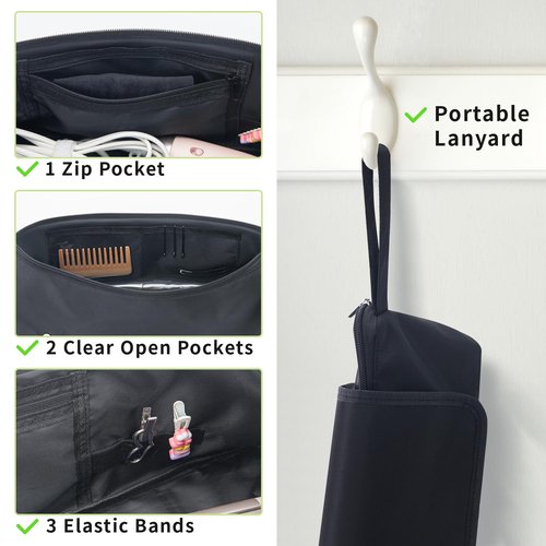 Aubeco Hot Hair Tools Travel Bag, Fireproof Removable Mat, 2-in-1 Portable Organizer, Waterproof Storage Case for Flat Irons, Straighteners, Curling Iron, Hair Dryer, with Interior Divider Pockets