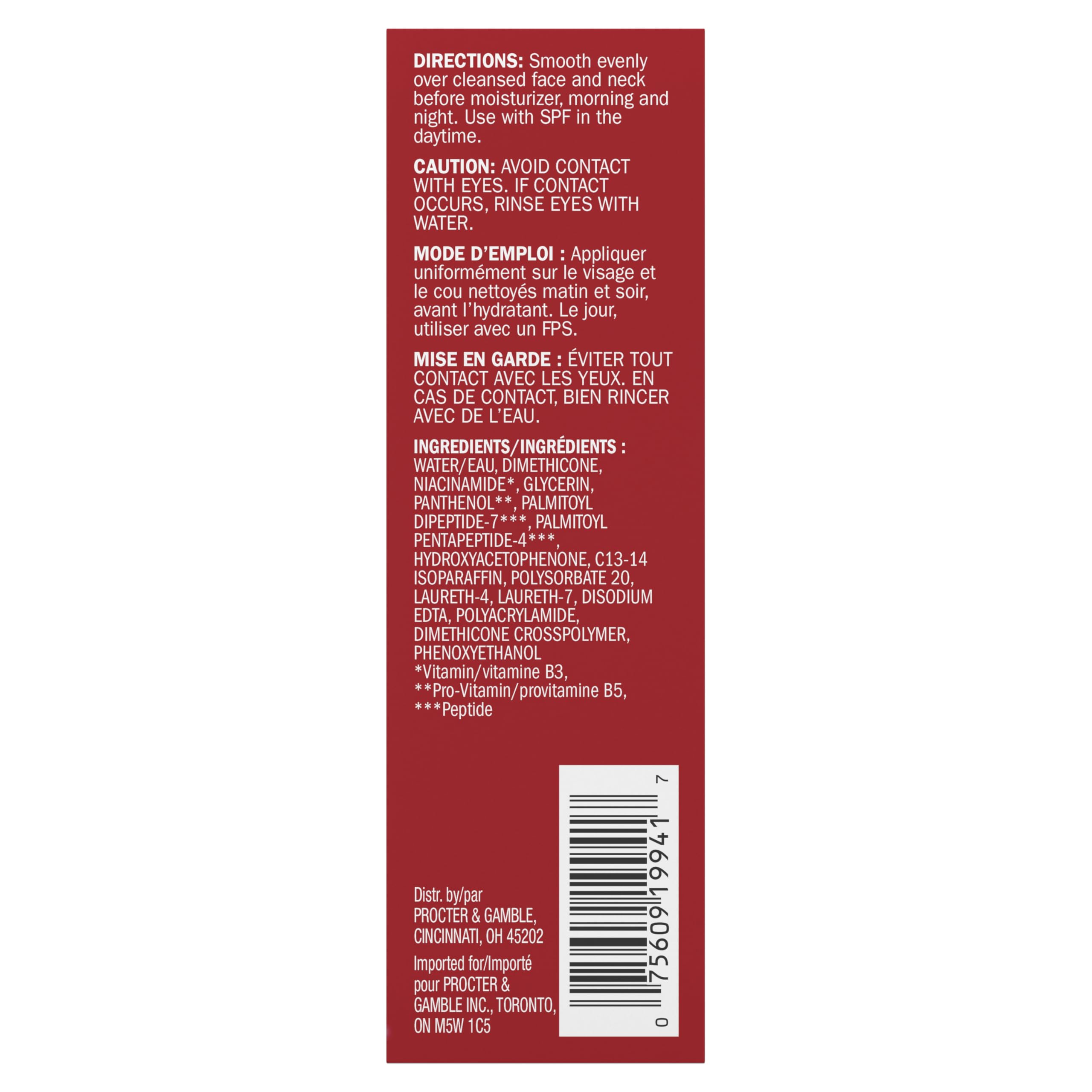 Olay Niacinamide MAX Wrinkle Reducing Serum for Women, 2x Peptides, Anti-Aging Ingredients for Smooth Skin, Made Without Parabens, Phthalates, Mineral Oil, or Synthetic Dyes, Fragrance-Free, 1.3oz