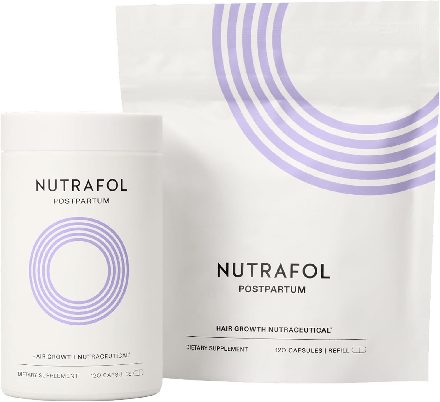 Nutrafol Postpartum Hair Growth Supplements - Clinically Tested for Thicker Hair | 2-Month Supply (Pack of 2)