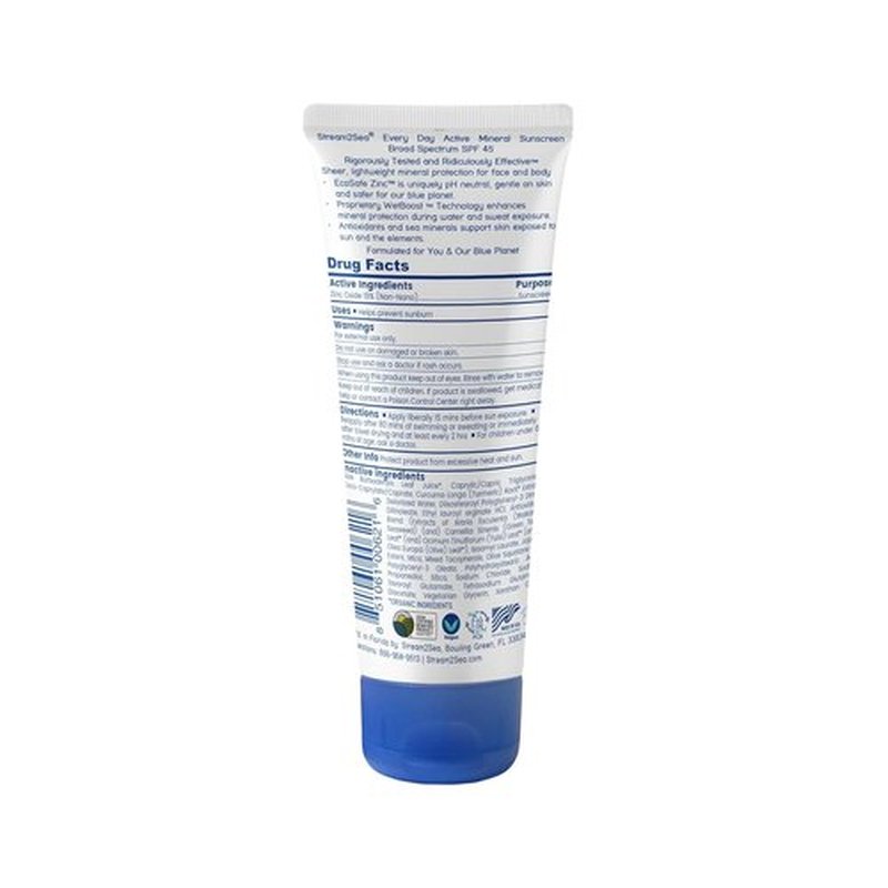 Stream2Sea SPF 45 Active Mineral Sunscreen - Biodegradable & Reef Safe | 2.5 Fl Oz Non-Greasy Protection for Face & Body